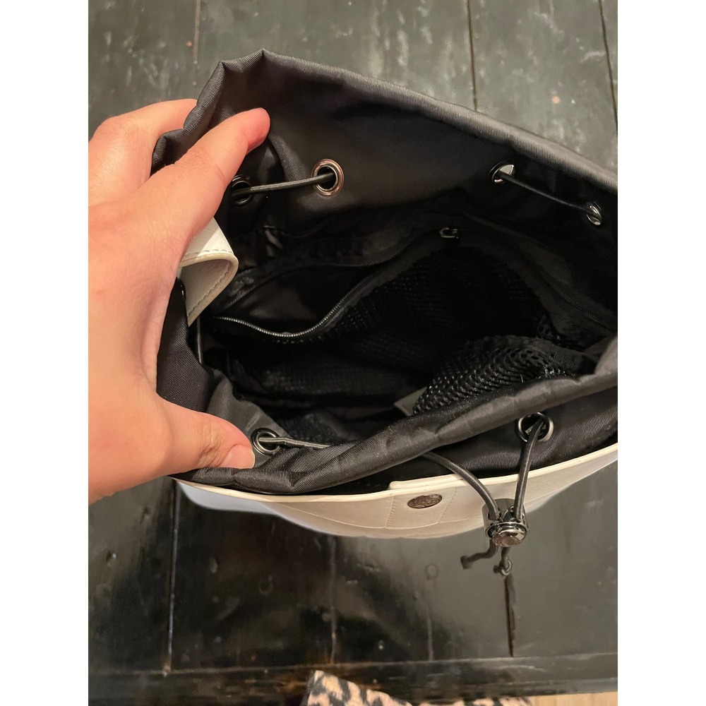 Fabletics White Black Caged Drawstring Bucket Bag… - image 3